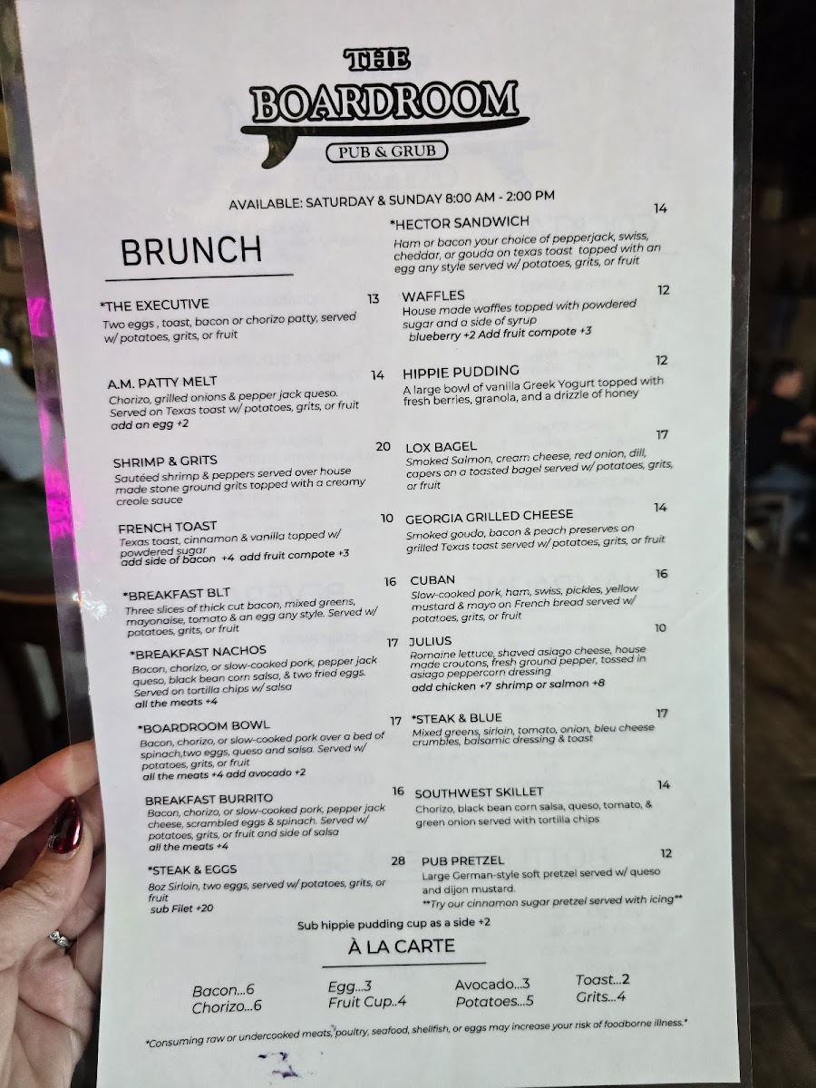 Menu The Boardroom Pub And Grub-5